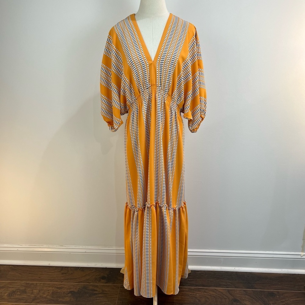 Taylor Yellow and White Puff Sleeve Sundress - Picture 6 of 14